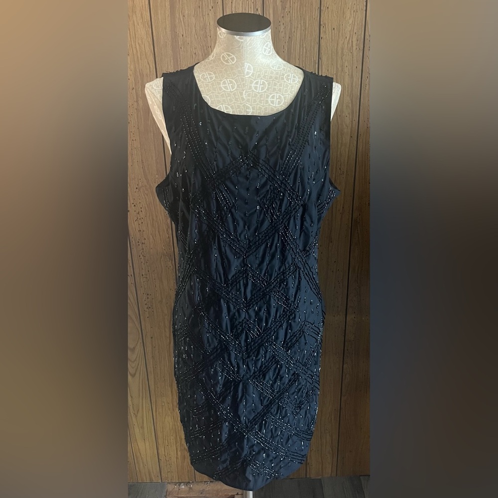 Boston Proper Black Beaded sleeveless Mini Dress